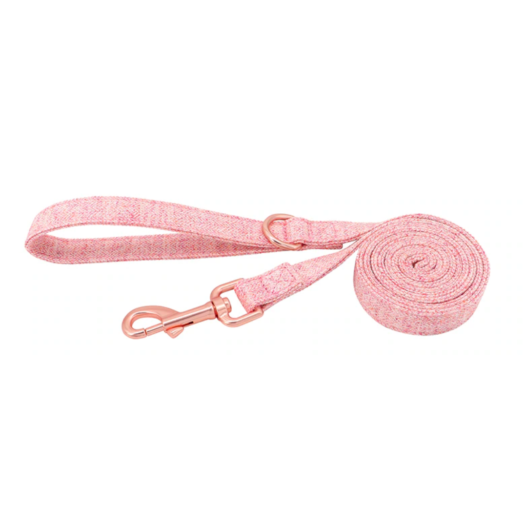 Personalized Rose Gold Hemp Collar and Leash-Blush